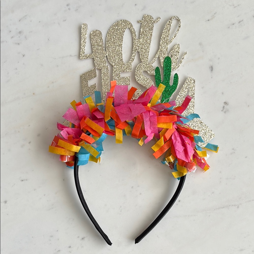 40th Fiesta Headband with Glitter Text